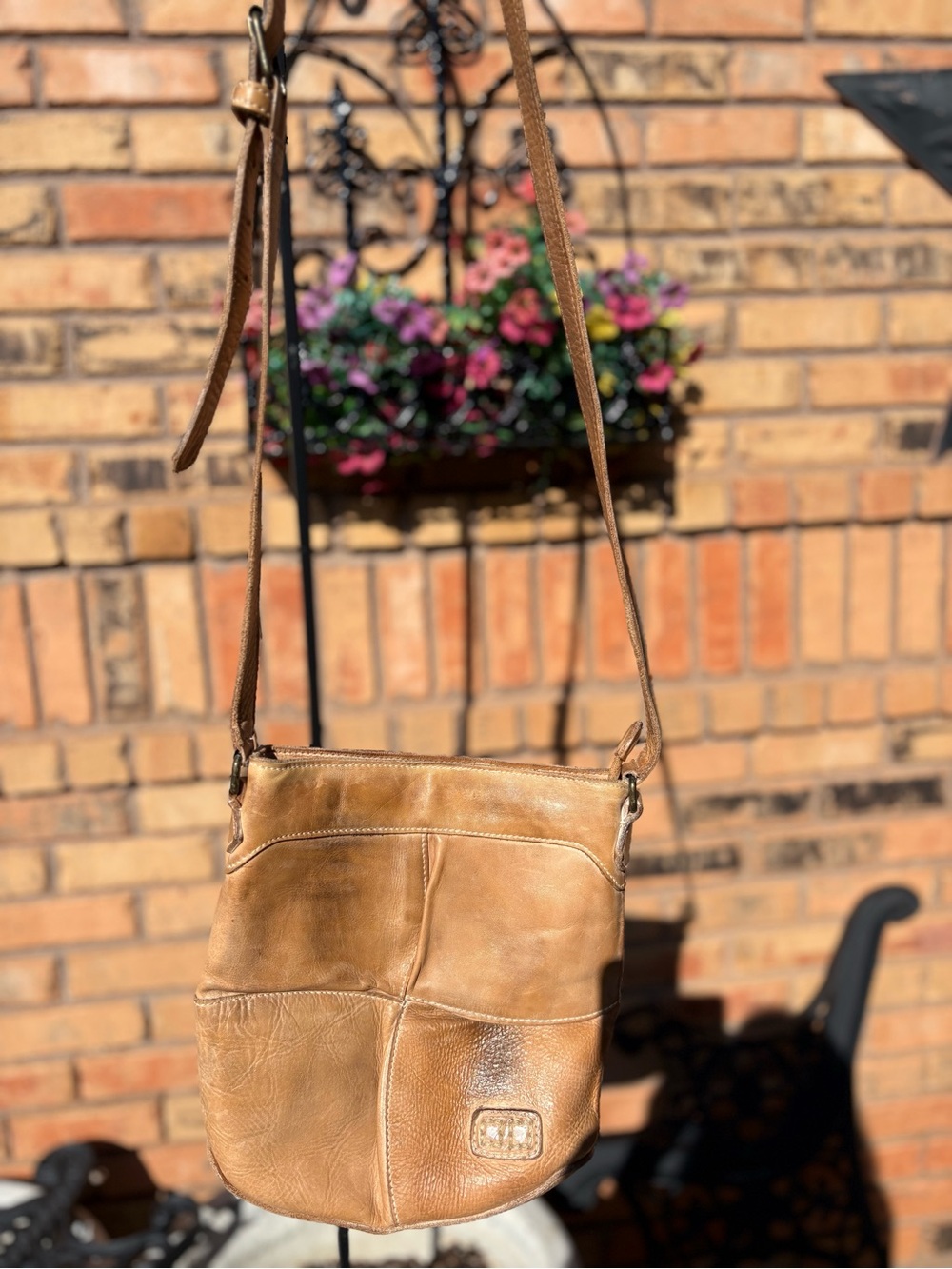 BED|STU Distressed Tan Leather Patch Crossbody